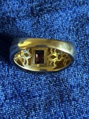 Vintage Estate 50’s Sterling Silver Gold Vermeil Blue Mystic Topaz Men’s Ring