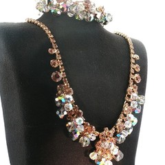 Vintage Juliana D&E Rhinestone Crystal Cha-Cha Necklace & Bracelet Set
