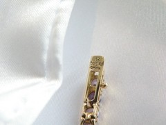 Vintage Sterling Silver 925 Gold Over Amethyst CZ Tennis Bracelet 7.5″