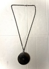 Vintage Edlee Leo Astrology Zodiac Rock Pendant Necklace Long 24” Silver Tone