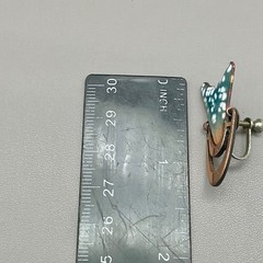 Vintage Earrings Womens Teal Copper Enamel Mid Century Modern Screw Back 1.25″
