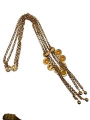 Trifari Lariate Necklace Pendant Gold Trifarium Textured Disc Grapes 4 Dangles 8