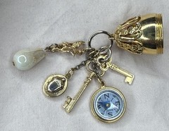 Vintage Multiple Charm Gold Tone Pendant With Some Wear On Gold Tone