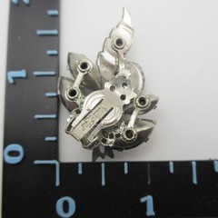 Vintage Judy Lee Earrings Rhinestone Climber Molded Glass AB Silver Tone Clip On