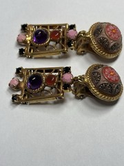 Rare Juliana D & E Moroccan Matrix Brooch & Earrings Set Book Piece