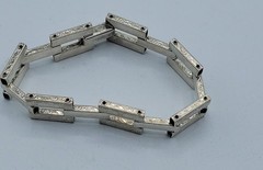 Sterling Silver Modernist Link Bracelet 16g Geometric Rectangular Links Vintage