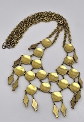 Vintage Y2K GOLD TONE Dangle Medallion Chain Necklace Boho Steampunk Ethnic EUC