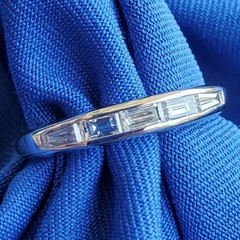 Original EARTH MINED DIAMOND slim Wedding BAND Antique PLATINUM Stacking RING