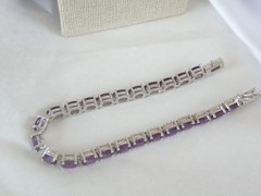 Vintage Sterling Silver 925 Heated African Amethyst Tennis Bracelet 7.5″