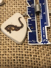 Vintage handmade fossilized looking seahorse pierced earrings and brooch
