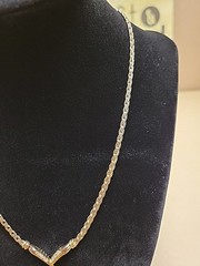 Elegant Vintage GP Sterling Silver Green Stone Chevron Style Studded Necklace