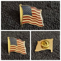 USA Patriotic Jewelry Lot 6 Pc Flag Pins Brooch Earrings Ribbon Metal Rhinestone