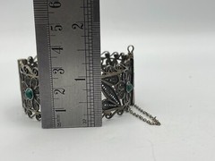 Rare Judaica 925 silver filigree bracelet set with King Solomon Eilat stones