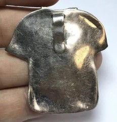 Designer Cyn Signed Sterling Silver & 14k Gold Short Sleeve T Shirt Pendant