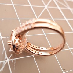 Champagne topaz ring oval halo DMQ CZ rose gold clad sterling silver 925 QVC Sz7