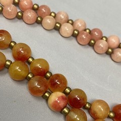 Stone Tassel Necklace Blue Gray Orange Gemstone Beads Graduating Chakra Long 32″