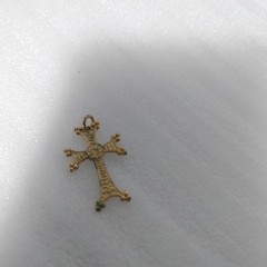 Vintage Armenian Cross Pendant Gold Tone Holy Etchmiadzin Inscribed