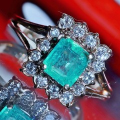 14k rose gold 0.78ct natural diamond sz 4.25 ring emerald vtg treated 2.50g 3823