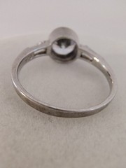 Sterling Silver Bezel Set Round CZ Tapered Baguette Solitaire Ring Size 8.75 925