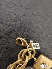 John Wind Maximal Art Bracelet Charm 15 Charms Chunky Gold Plated Vintage