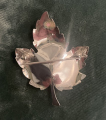 Signed Krementz Silver etched Maple Leaf Textured Brooch Pin