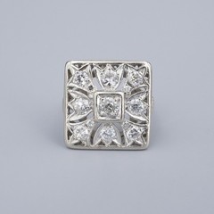 Vintage Natural Diamond Square Ring 14k White Gold Size 6.25 Statement RG4874