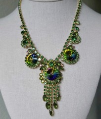 Vintage Juliana Necklace Watermelon Rivoli Rhinestone Tassel Please READ