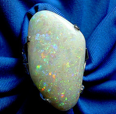 Original EARTH MINED OPAL DIAMOND Deco Style Ring PLATINUM Filigree Statement