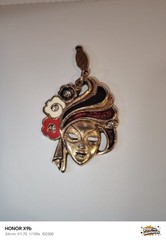 A Detailed Venetian Mask Charm in Gold-Tone Metal with Enamel and Crystal Detail