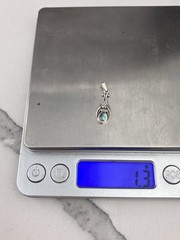 Vintage 925 Sterling Silver Blue Abalone Repousse Teardrop Minimal Pendant