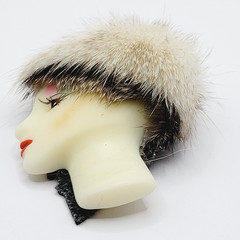Art Deco Woman with Fancy Hat Resin Lady Face Hand Painted Vintage Brooch Pin
