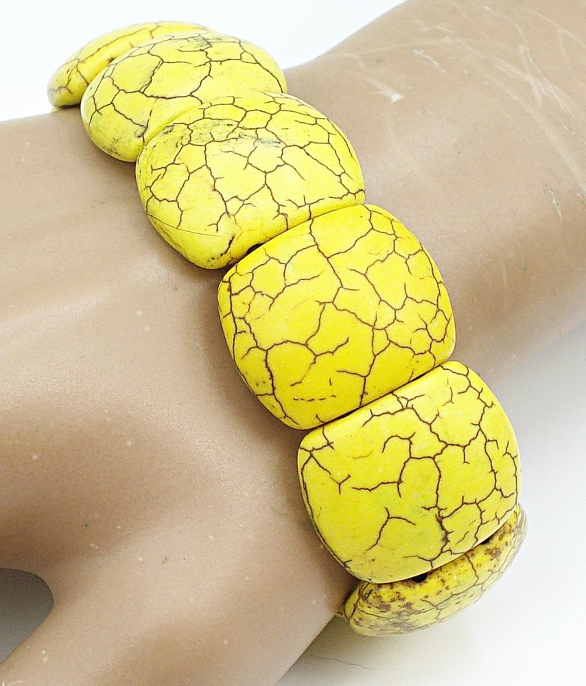 VINTAGE YELLOW BLACK BROWN MATRIX STRETCH 3/4″ WIDE BRACELET