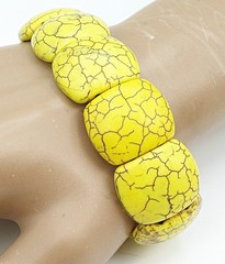 VINTAGE YELLOW BLACK BROWN MATRIX STRETCH 3/4″ WIDE BRACELET