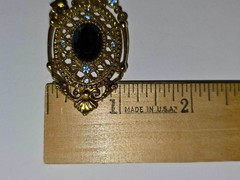 British Royal Style Costume Jewelry BROOCHES Faux Blue Topaz Stones – Set of TWO
