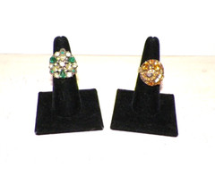 LOT OF FIVE (5) VINTAGE HOLLYCRAFT RINGS RED GREEN PASTEL YELLOW BLUE