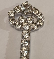 Vintage RARE Jomaz Rhinestone Key Brooch Pin Skeleton Large Signed
