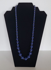 Vintage Navy Blue & Gold Tone Graduated Beaded Necklace
