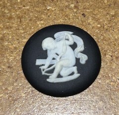 Vintage Authentic Unused WEDGWOOD Cupid 29mm Cameo In Black Jasperware