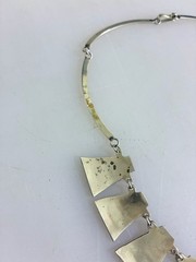 Vintage Alpaca Silver Necklace Choker Inlay Abalone Mexico Stamped 17″ Clasp