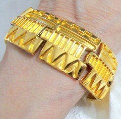 Vtg Rare Set MONET Runway EGYPTIAN Embellished GP Necklace Bracelet Earrings EXC