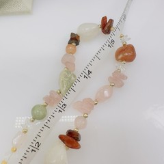 Vintage Beggars Bead Necklace Semi Precious Gemstones 31″ Pink Green Clear