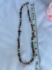 VINTAGE 1970s SOUTHWESTERN MULTI-STONE SEED BEAD NECKLACE ROSE QUARTZ TURQUOISE
