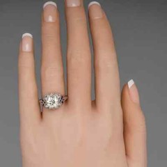 Art Deco Style Round Cut Lab-Created Diamond 14k White Gold Finish Wedding Ring