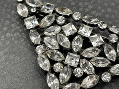 Vintage Art Deco Era Fabulous Old Clear Rhinestone Paste Brooch Pin Pendant