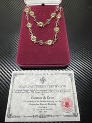 Camrose & Kross Jacqueline Kennedy Crystal Necklace Gold Tone Bezel Set Box COA