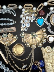 39pc Wearable & Repair Job Lot Antique Victorian Coral Glass Gold Filled Jewelry