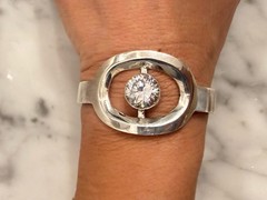 Vintage ALICIA TD-27 Signed TAXCO Mexico 950 Silver Modern Chunky Bracelet 73g
