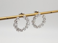 $8K 3ct VS G Natural OVAL Emerald Pear Cut Diamond 14k White Gold HOOP Earrings