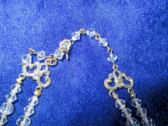 VTG AURORA BOREALIS CRYSTAL DOUBLE STRAND ADJUSTABLE CHOKER NECKLACE + EARRINGS