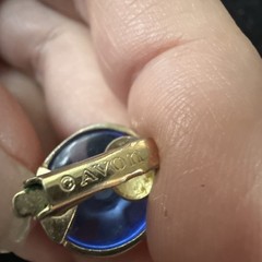 Vintage Retro BLUE & Gold Button Clip on Earrings from Avon Costume Jewelry
